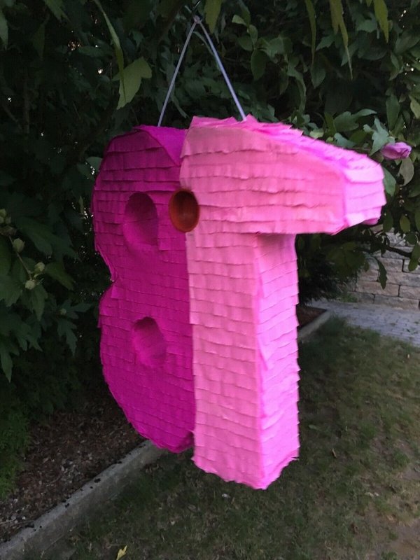 Pinata Schlagpinata Zahl 18 Geburtstag rosa - pink Geschenk Füllbox Türdekoration