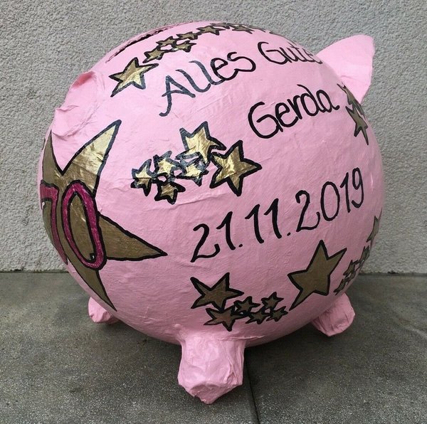 Sparschwein XXL 70. Geburtstag Geldgeschenk Kartenbox Schwein Glücksschwein Wutz