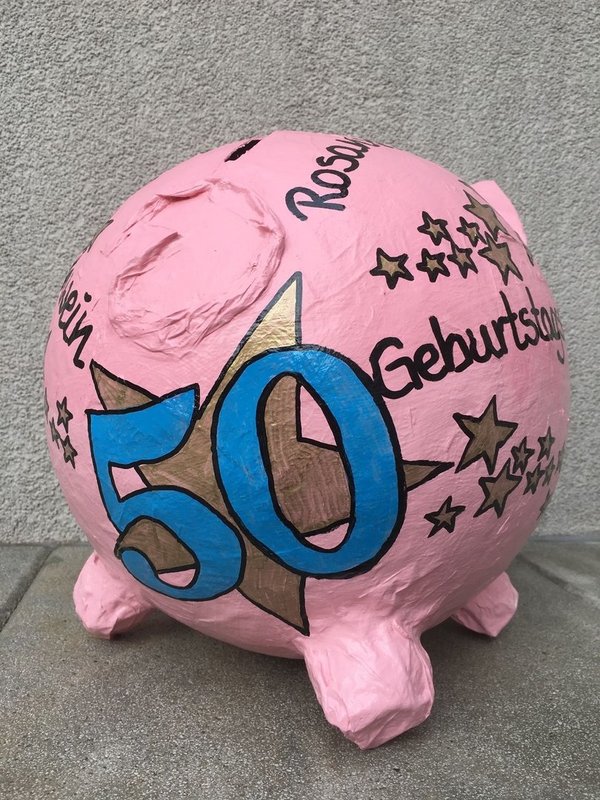 Sparschwein XXL Wunscherfüller Schwein Geldgeschenk 50. Geburtstag Kartenbox