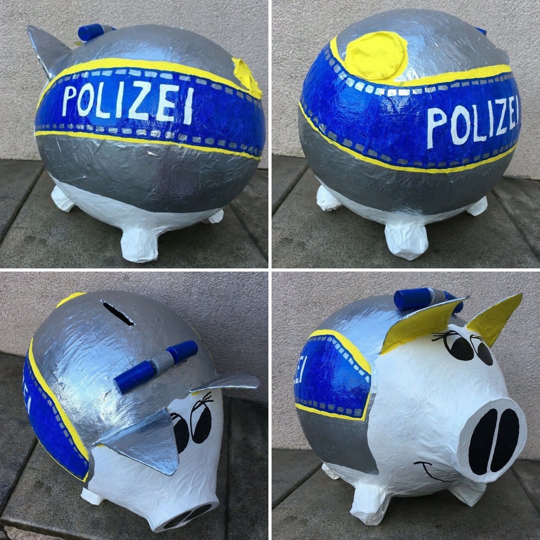 Sparschwein XXL Polizei Wachsau Geldgeschenk Polizist Kartenbox Kuvertbox 