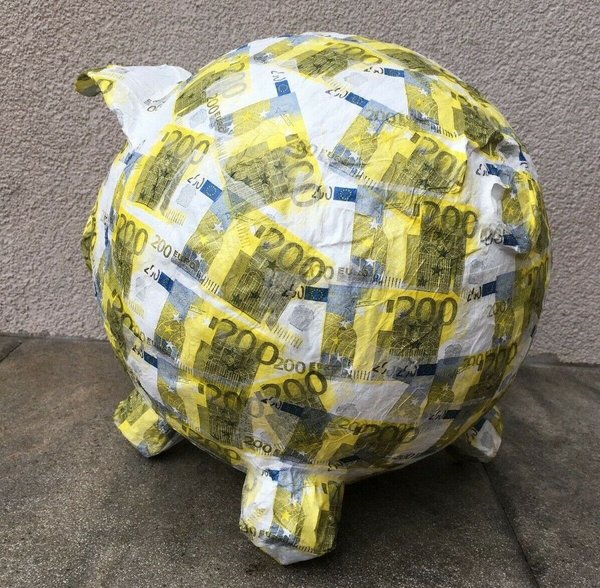 Sparschwein XXL Geldgeschenk Briefbox grosses Sparschwein Schwein 200 € Motiv