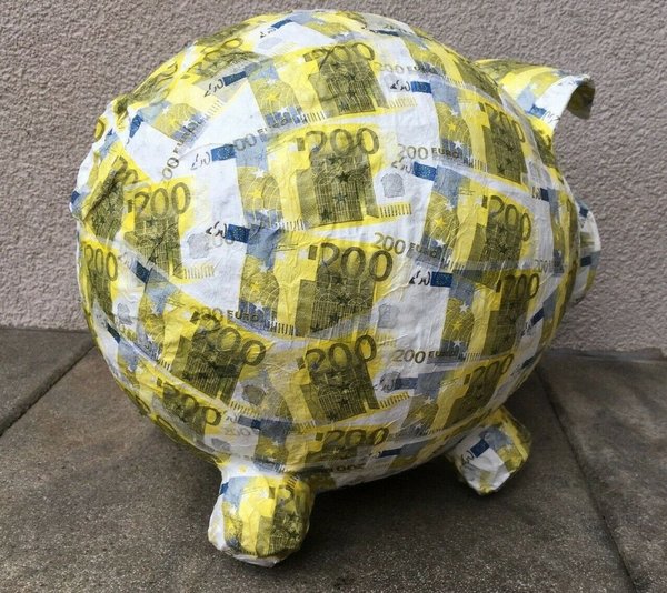 Sparschwein XXL Geldgeschenk Briefbox grosses Sparschwein Schwein 200 € Motiv