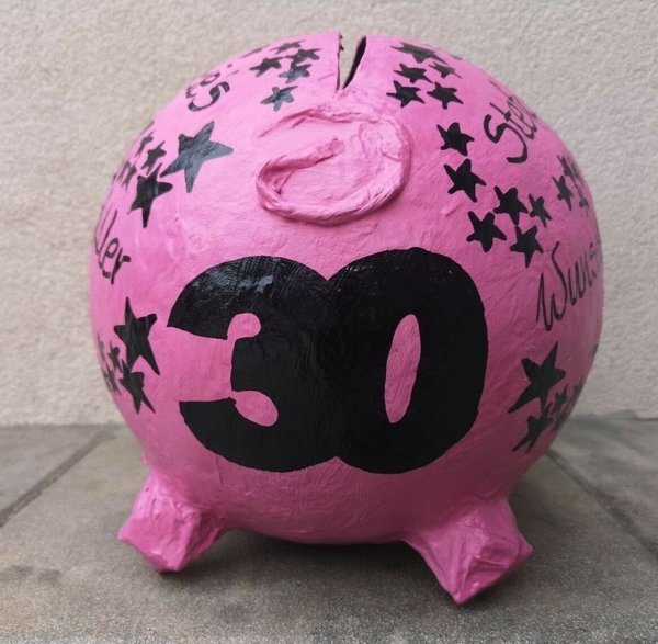 Sparschwein XXL 30. Geburtstag Geburtstagsschwein Wunscherfüller Geldgeschenk Kartenbox pink