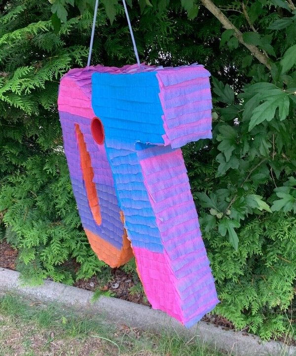 Pinata Zahl 70 bunt Geschenke Box Geldgeschenk Geburtstag Regenbogenfarbe