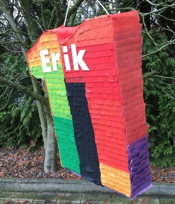 Pinata Zahl 11 bunt Regenbogenfarbe Schlagpinata Geburtstag Geschenk Geldgeschenk