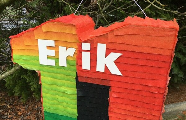 Pinata Zahl 11 bunt Regenbogenfarbe Schlagpinata Geburtstag Geschenk Geldgeschenk