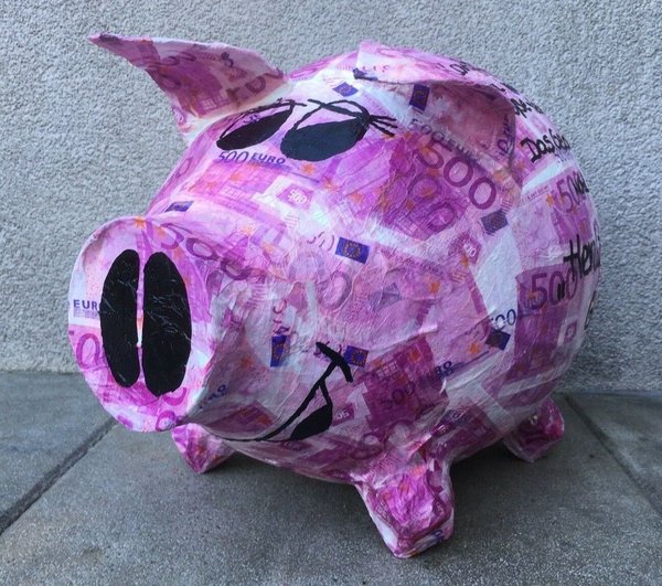 Sparschwein XXL Geldgeschenk Geburtstag Konfirmation Kartenbox Schwein 500 € Motiv