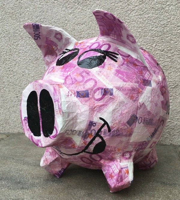 Sparschwein Geldgeschenk Schwein 500 € Motiv Geschenk Geburtstag Hochzeit Box