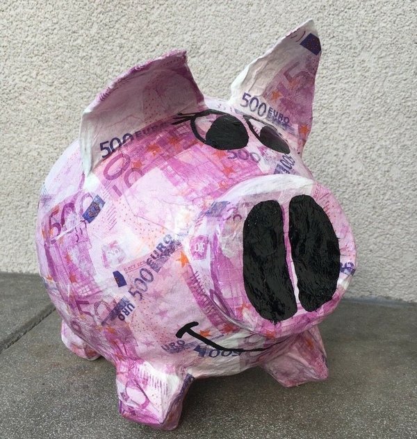 Sparschwein Geldgeschenk Schwein 500 € Motiv Geschenk Geburtstag Hochzeit Box