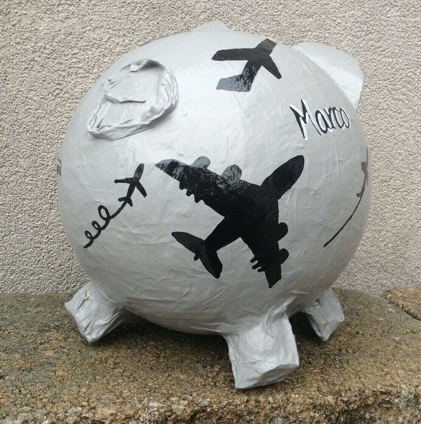 Sparschwein XXL Reisekasse Urlaubskasse Flugzeuge Geschenk Geldgeschenk Urlaub