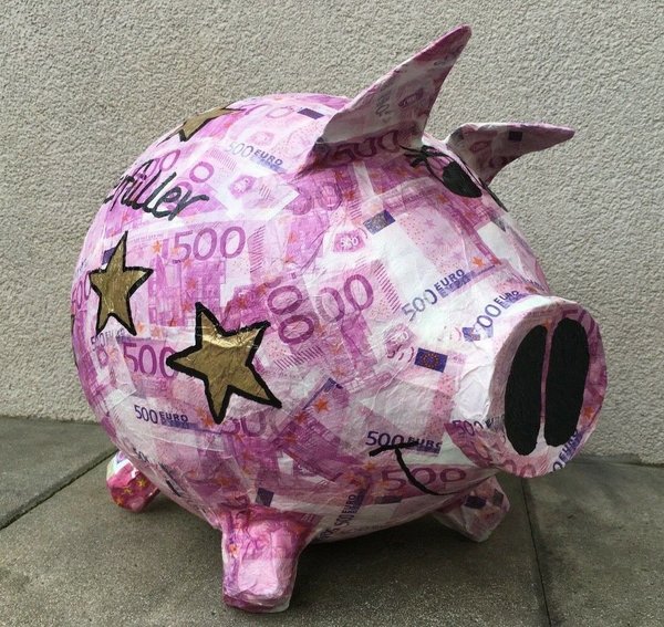 Sparschwein XXL Wunscherfüller Schwein 500 € Motiv Geldgeschenk Kartenbox Sterne