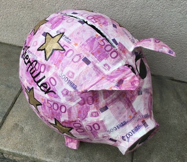 Sparschwein XXL Wunscherfüller Schwein 500 € Motiv Geldgeschenk Kartenbox Sterne