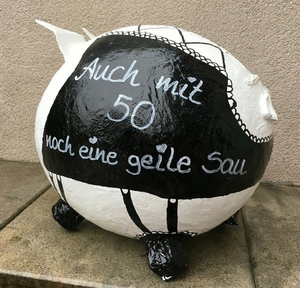 Sparschwein XXL Gothic Sau Geldgeschenk Geburtstag Kartenbox Kuvert Box 50 Wutz