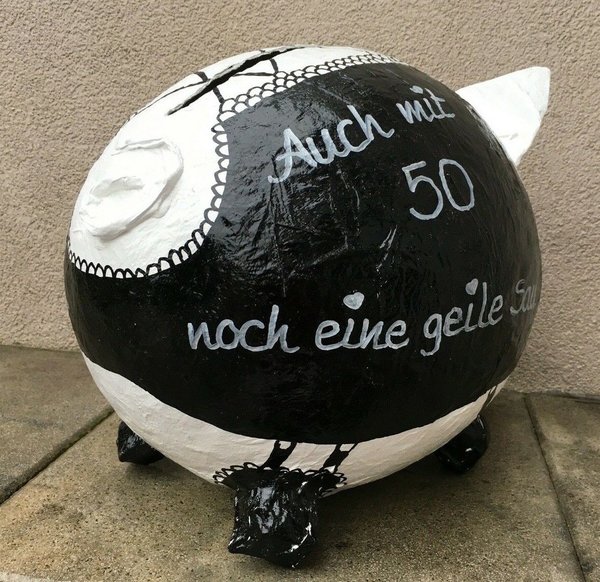 Sparschwein XXL Gothic Sau Geldgeschenk Geburtstag Kartenbox Kuvert Box 50 Wutz