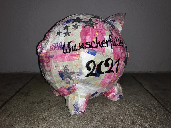 Sparschwein 2021 Glücksschwein Geldgeschenk Geschenke Box 500 € Motiv Wunscherfüller