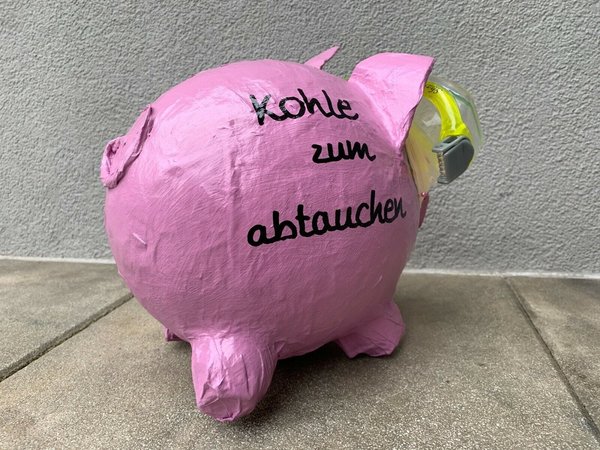 Sparschwein Kohle zum Abtauchen Tauchschwein Geldgeschenk Geburtstag Unikat