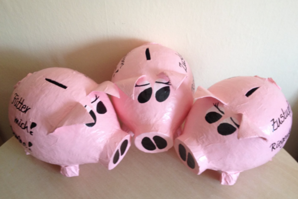 3x Sparschweine XXL Spendenschweine Los Boxen Kartenboxen Spenden sammeln
