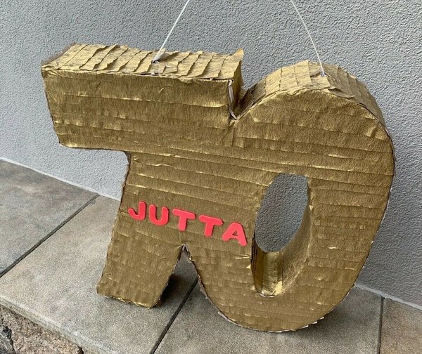 Pinata Zahl 70 in gold Geschenk Geburtstag Geldgeschenk Füllbox Box Türdekoration