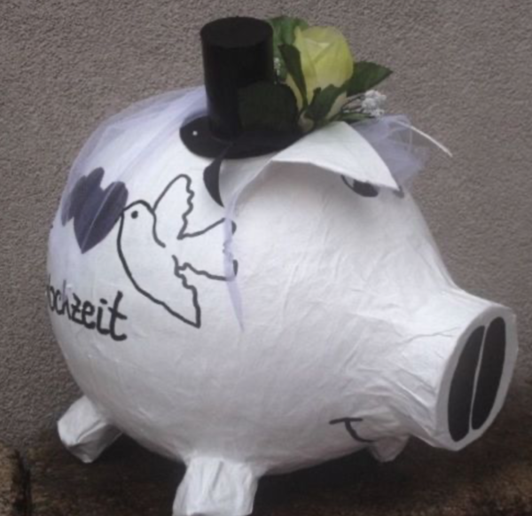Sparschwein XXL Hochzeitsschwein schwarz / weiss Geschenk / Geldgeschenk Brautpaar