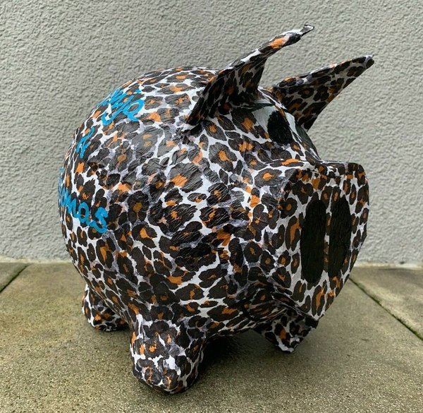 Sparschwein mit Herznase Leopard Optik Geschenk Geburtstag Hochzeit Geldgeschenk