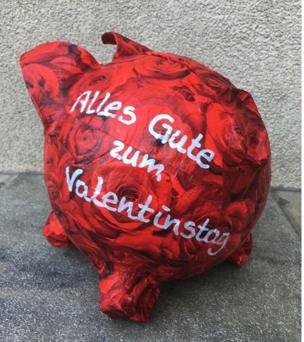 Sparschwein Geldgeschenk Hochzeit Valentinstag Muttertag Vatertag Rote Rosen