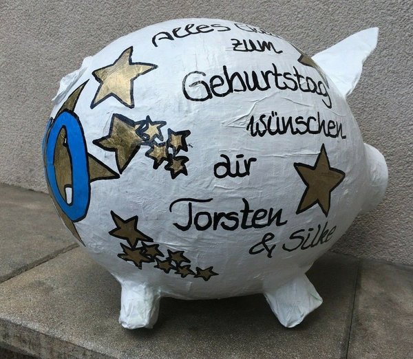 Sparschwein XXL Geschenk 70 Geburtstag Wunscherfüller Geldgeschenk Kartenbox BOX