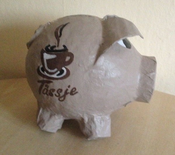 Kaffeekasse Trinkgeldkasse Firmenkasse Schwein Sparschwein Geldgeschenk handmade