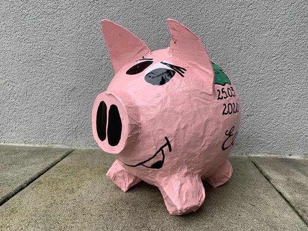 Sparschwein Evas Mobile Geschenk zur Geburt Geldgeschenk Geschenkidee Unikat