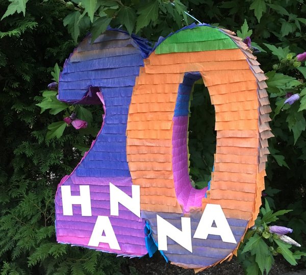 Pinata Zahl 20 Regenbogenfarbe bunt Geschenke Box Füllbox Geldgeschenke Box Türdekoration