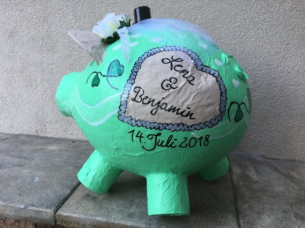 Sparschwein XXXL Minze Hochzeitsschwein Kartenbox Geschenke Box Geldgeschenk zur Hochzeit