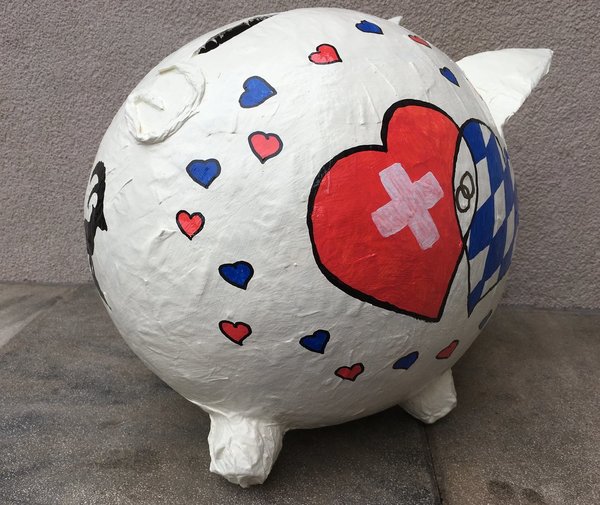 Sparschwein XXL Hochzeitsschwein Bayern / Schweiz Geldgeschenk zur Hochzeit Kartenbox