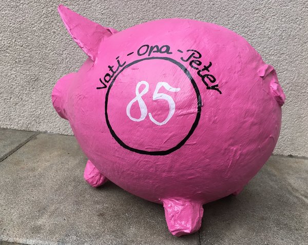 Sparschwein XXL pink Geschenk 85 Geburtstag Geldgeschenke Box Kartenbox Vati - Opa