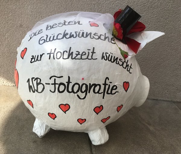 Sparschwein XXL Hochzeitsschwein rot - weiss  Geschenke Box für CDs & Fotos Fotografie Fotograf