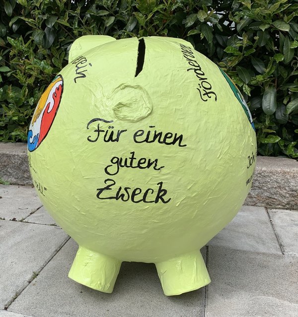 Sparschwein XXXXL Spendenschwein neongrün Förderverein Kartenbox Box für Umschläge