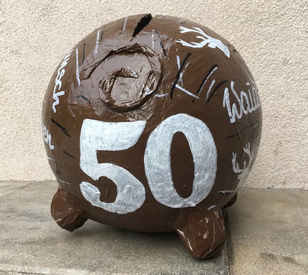 Sparschwein XXL Wildschwein 50. Geburtstag Waldmannsheil Geldgeschenke Box Kartenbox